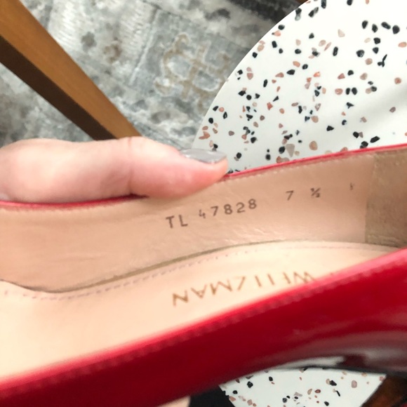 STUART WEITZMAN red patent pumps, SZ 7.5 - Picture 8 of 9